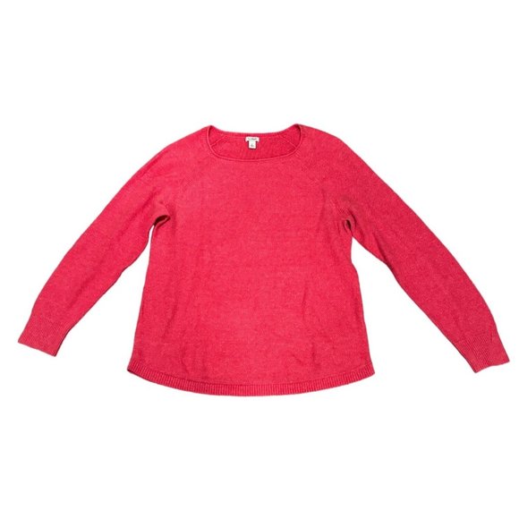 L.L. BEAN LIGHTWEIGHT PULLOVER KNIT COTTON‎ PINK SWEATER WOMAN'S LARGE F2 - Picture 2 of 7